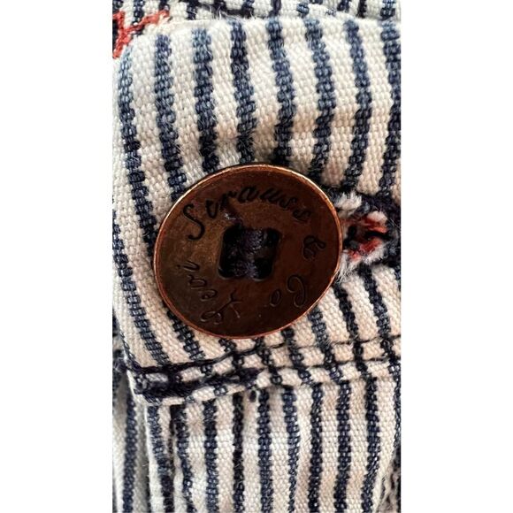 Levi's Women's Railroad Striped Rolled Cuffed Hem Chino Shorts Navy White Sz 31 - Picture 4 of 10